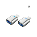 Miniatyrbild 1 av 5: LED USB-C 3.1 Hane till USBA Hona Adapter Konverter OTG Typ C Android Mobiltelefon-Perfekt Sliver 2pcs