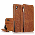 Miniatyrbillede 1 af 5: Kompatibel med iPhone Xr Cover, 8 Kort Slots Retro Læder Wallet Stødsikkert Flip Kickstand Cover med Lynlåslomme-Perfet Brown