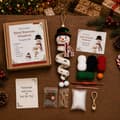 DIY Spiral Hæklet Snemandssæt, Julepynt til voksne, Håndlavet juletræspynt og vintergave (Hvid, Hæklingssæt)