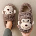 Miniatyrbillede 1 af 5: Dame Herre Sko Pige Pels Anti Slip Varme Hjemmesko Moderigtig Dejlig Abe Matchende Bomuld Hjemmesko Efterår Vinter Plys Hjemmesko - Perfet Deep brown 40-41