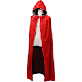 Miniatyrbillede 4 af 4: Vendbar Kappe til Voksne og Børn, Påske Halloween Julekappe Udklædning Vampyr Heks Troldmand Rollespil Kappe - Perfekt Black  Red 90cm