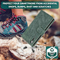 Miniatyrbillede 2 af 5: Kompatibel med iPhone Xr Cover, 8 Kort Slots Retro Læder Wallet Stødsikkert Flip Kickstand Cover med Lynlåslomme-Perfet Green