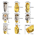 Miniatyrbillede 4 af 5: 16 Type SMA-stik SMA-adapterkits SMA til MCX/TV/F/BNC/UHF/RP-SMA Lige Type Nikkel Guld Pla-Perfet