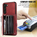Miniatyrbillede 5 af 6: Anti-støv Pu læder+tpu telefon cover til Samsung Galaxy S23 Rfid blokerende kort cover Kickstand Cover - Perfet Red