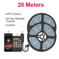 Miniatyrbillede 1 af 10: LED Strip Light RGB 5050/SMD2835 Flexible Ribbon DIY Led Light Strip RGB Tape Diode DC 12V bluetooth julebelysning - Perfet 5050 music 20key 20m 0 - 5W