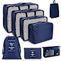Pikkukuva 1 / 6: 8-osainen Travel Cube taitettava laukkujärjestäjä Organizer ( sininen) Navy blue
