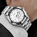 Miniatyrbillede 2 af 5: Poedagar Moderne Herre Quartz Armbåndsur Vandtæt Lysende Datovisning - Perfekt White