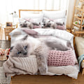 Miniatyrbild 1 av 2: C14 Katt 3D-tryckt Sängklädesset Täcke Överkast Kuddfodral-Perfekt US TWIN 173x218cm