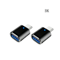 Miniatyrbild 1 av 5: LED USB-C 3.1 Hane till USBA Hona Adapter Konverter OTG Typ C Android Mobiltelefon-Perfekt Black 2pcs