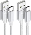 (2 stk.) Ladekabel for Samsung Galaxy S25 S24 S22 S23 S9 S10 S20 S21 og iPhone 15 / 16 Pro Plus Max - 1m - Charging-WELLNGS size:(2-PACK) 1 meter
