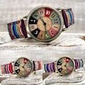 Miniatyrbillede 2 af 6: Multicolor regnbuemønster ure til kvinder, Quirky Boho Hippie