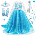 Miniatyrbillede 1 af 6: Prinsesse Elsa kjole + hovedbeklædning/fletning/handsker - Perfekt 140 cl