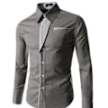 Miniatyrbillede 1 af 4: Mænds Skjorte Langærmet Casual Skjorte Langærmet Skjorte - Perfet Grey XL