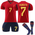 Miniatyrbillede 1 af 3: 22-23 Qatar World Cup Spanien Hjemmefodboldtrøje Træningsdragt - Perfet MORATA 7 Kids 26(140-150CM)