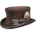 Miniatyrbilde 1 av 5: Medium Crown Rød Flosshatt Unisex Hatt Steampunk Hatt Sylinder Ullfilt Topp-Perfekt Brown