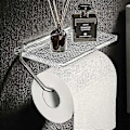 Pikkukuva 3 / 5: Ylellinen kultainen WC-paperiteline hyllyllä, ei lävistystä, akryylinen rullapaperiteline, pyyhekoukku, kylpyhuonetarvikkeet, kylpyhuone-Perfet Style 2 Silver