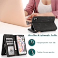 Miniatyrbillede 5 af 5: Kompatibel med iPhone Xr Cover, 8 Kort Slots Retro Læder Wallet Stødsikkert Flip Kickstand Cover med Lynlåslomme-Perfet Black