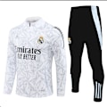 Miniatyrbillede 1 af 2: 2425 Ny Real Madrid Fodbold Langærmet Halv Zip Trænings T-shirt til Voksne og Børn Hvid og Grå White-gray 12