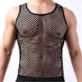 Miniatyrbilde 3 av 5: Fianao Herreundertøy Mesh Gjennomsiktig Pyjamas Fiskegarn Solid Farge Vest Søvn Perfekt White M