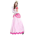 Miniatyrbild 3 av 5: Kvinnors Super Mario Peach Cosplay Kostym Rosa Prinsessklänning + Handskar + Diadem Set Karnevalfest - Perfekt XL