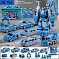 Miniatyrbilde 1 av 3: Magnetisk Transformerende Ingeniørkjøretøy Montert leketøy - Perfekt Blue 26 piece set