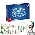Miniatyrbild 1 av 5: Julkalender för Fiske 2024 - Fiskebete Set, Fiskeutrustning för Vuxna Män Pojkar, Fisketillbehör (24 st) - Xin