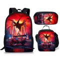 Miniatyrbillede 2 af 2: Stranger Things Student Skoletaske Børne Unisex Rygsæk Madpakke - Perfet 4 3pcs