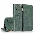Miniatyrbillede 1 af 5: Kompatibel med iPhone Xr Cover, 8 Kort Slots Retro Læder Wallet Stødsikkert Flip Kickstand Cover med Lynlåslomme-Perfet Green
