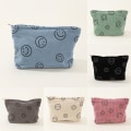 Miniatyrbillede 2 af 4: Makeuptaske Sød smiley fløjlsbukser Toilettaske til rejser blue