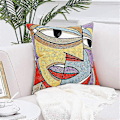 Miniatyrbild 3 av 5: 4-pack Picasso Kuddfodral 45x45cm Broderad Bomullslinne Soffa Kuddfodral Skandinavisk Vardagsrum Dekoration Sovrum Säng Kontor Fåtölj - Perfekt