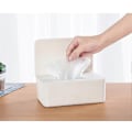 Miniatyrbillede 1 af 5: Opbevaringsboks til vådservietter, dispenserholder til servietter, opbevaringsboks med låg, støvtæt - Perfekt White
