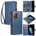 Miniatyrbillede 1 af 5: Kompatibel med Samsung Galaxy Note 20 Ultra Wallet Case Premium Lynlås Stor Plads Flip PU Læder Cover - Perfekt Blue