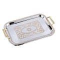 Miniatyrbilde 1 av 5: Nordisk Serveringsbrett i Rustfritt Stål med Håndtak Elegant Rektangulært Kaffebar Mat Holder Dessert Display Plate Dekor-Perfekt Gold M