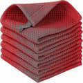 6-pack 100% Bomull Frotté Köksdukar - Hängögla för Disk och Köksrengöring - Perfekt Red 34*34cm