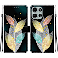 Miniatyrbilde 1 av 5: Tegnet Lærveske Kompatibel med Motorola Moto G75 5G-Perfet Colored Leaves