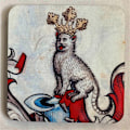 Miniatyrbilde 2 av 5: 4 stk. Medieval Cat Coasters for Drikkesett Kattemønster Runde Coasters, Drikkeunderlag Kattecoaster - Perfekt