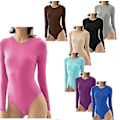 Miniatyrbilde 2 av 3: Kvinners Langærmet Body Leotard Bodycon Rundhals Body Jumpsuits Topp-Yvan-Perfet Apricot L