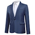 Miniatyrbillede 2 af 5: Mænds Business Casual Klassisk Hakket Lapel Dobbelt Slids Ensfarvet Enknaps Blazer - Perfekt Navy XS