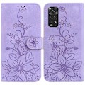 Miniatyrbilde 2 av 5: Etui Kompatibelt med Xiaomi Redmi Note 11s Preget Lilje Flip Lommebok Premium PU Lærdeksel med Kortholder-Perfekt Purple