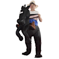 Pikkukuva 1 / 5: Hevosratsastus puhallettava asu Cowboys On Horse Naamiaisasu Hauska Uutuus Pukeutumisjuhlat Vaatteet-Perfet black