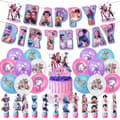 K-Pop Devil Hunter Bursdagsfest Dekorationssett - Banner, Kaketopp, Ballonger, Perfekt for Barne-Temafester - Perfekt Style 2