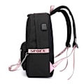 Miniatyrbillede 2 af 5: Middle School Student Rygsæk, Bts College Casual Bag Sidekonfiguration USB-interface og hovedtelefonstik. (sort 1)- Perfet