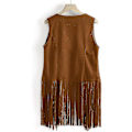 Miniatyrbilde 3 av 4: 70-talls Topper Kompatibel med Kvinne Cowgirl Skjorte Disco Frynser Vest Jakke-Perfet Khaki XL