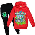 Minecraft Gaming Barnehettegenser Joggedress for Menn og Kvinner - Perfekt Red 9-10 Years