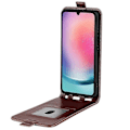 Miniatyrbild 4 av 4: Kompatibel med R64 Textur Vertikal Flip Läder Telefonfodral-Perfet Brown For Samsung Galaxy A16 5G