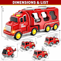 Pikkukuva 5 / 5: 7-in-1 Kuorma-auto Kitka-leluauto, Palokunta-autolelu, Rakennusautolelu, Poliisiautolelu, Sopii Taaperoille, Lasten Syntymäpäivälahja - Täydellinen Red