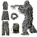 Miniatyrbilde 2 av 2: In 1 Ghillie Suit, 3D Kamuflasje Jaktkledning, Inkludert Jakke, Bukser, Hetteskjerf, Håndveske - Perfekt Green 1.6m