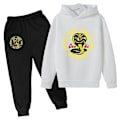 Miniatyrbillede 5 af 5: Forår Efterår Drenge Casual Cobra Kai Print Langærmet Pullover Hættetrøje+Bukser Tøj 2 STK Træningsdragt 4-14 År Pige Drenge Tøj-Perfet 4T 6