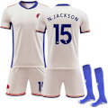 Miniatyrbillede 1 af 4: Chelsea udebanetrøje (børn) 2024-2025 med sokker nr. 15 Jackson 20