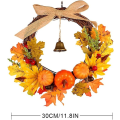 Miniatyrbilde 5 av 6: Kunstig høstkrans med høsting av lønneblader Gresskarbær dørkrans Garland Veggdekor for Halloween - Perfet